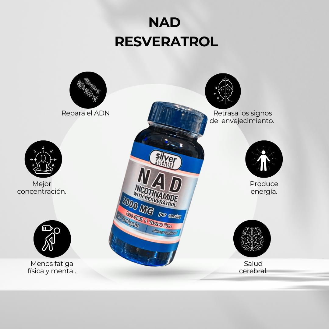 Nad + Resveratrol de 2000mg de Silver.